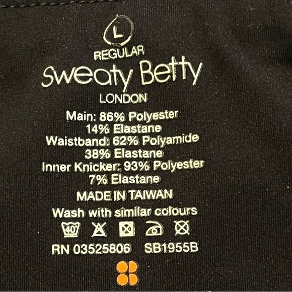 Sweaty Betty running Shorts Built In Liner Zip Waist Pocket Black Gray Large - Picture 8 of 8